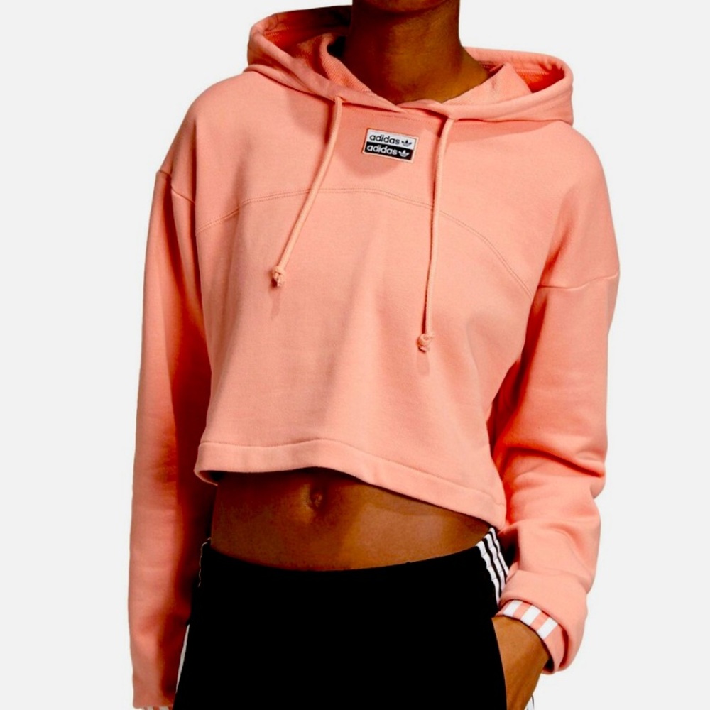 Adidas Pink Long Sleeve Cropped Hoodie